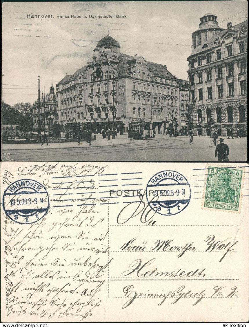 Ansichtskarte Hannover Hansa Haus Darmstädter Bank 1909 - Hannover