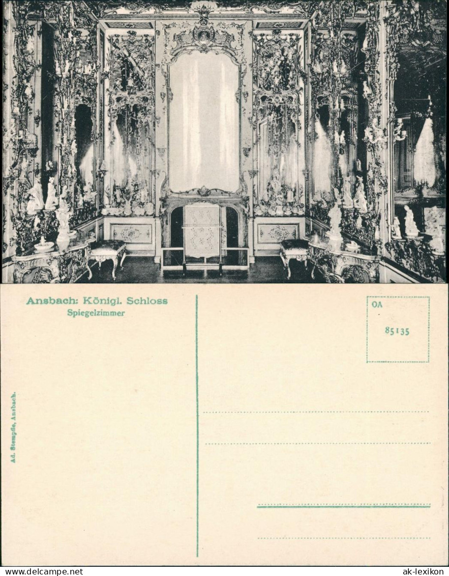 Ansichtskarte Ansbach Schloß Spiegelzimmer 1919 - Ansbach