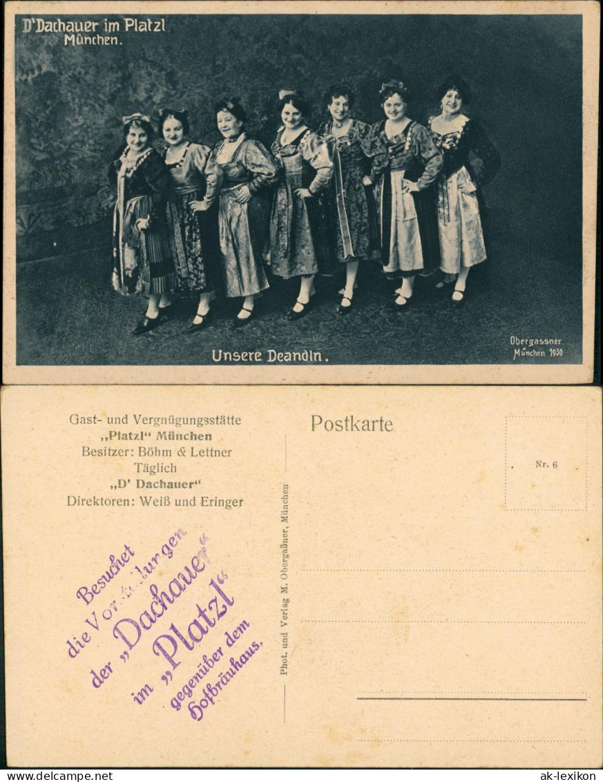 Ansichtskarte München Gasthaus Dachauer Platzl Deandln 1930 - Muenchen
