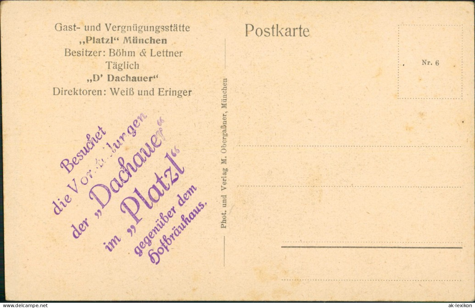 Ansichtskarte München Gasthaus Dachauer Platzl Deandln 1930 - Muenchen