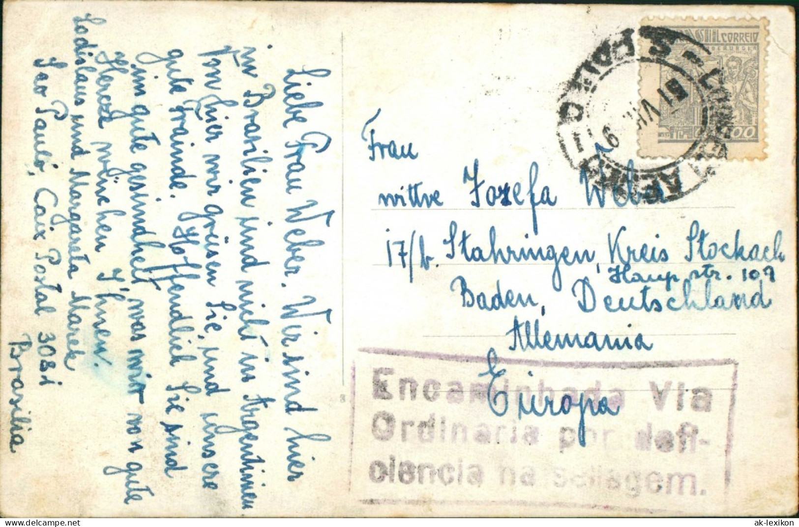 Postcard Sao Paulo Ahangabahu 1929 - Sonstige & Ohne Zuordnung