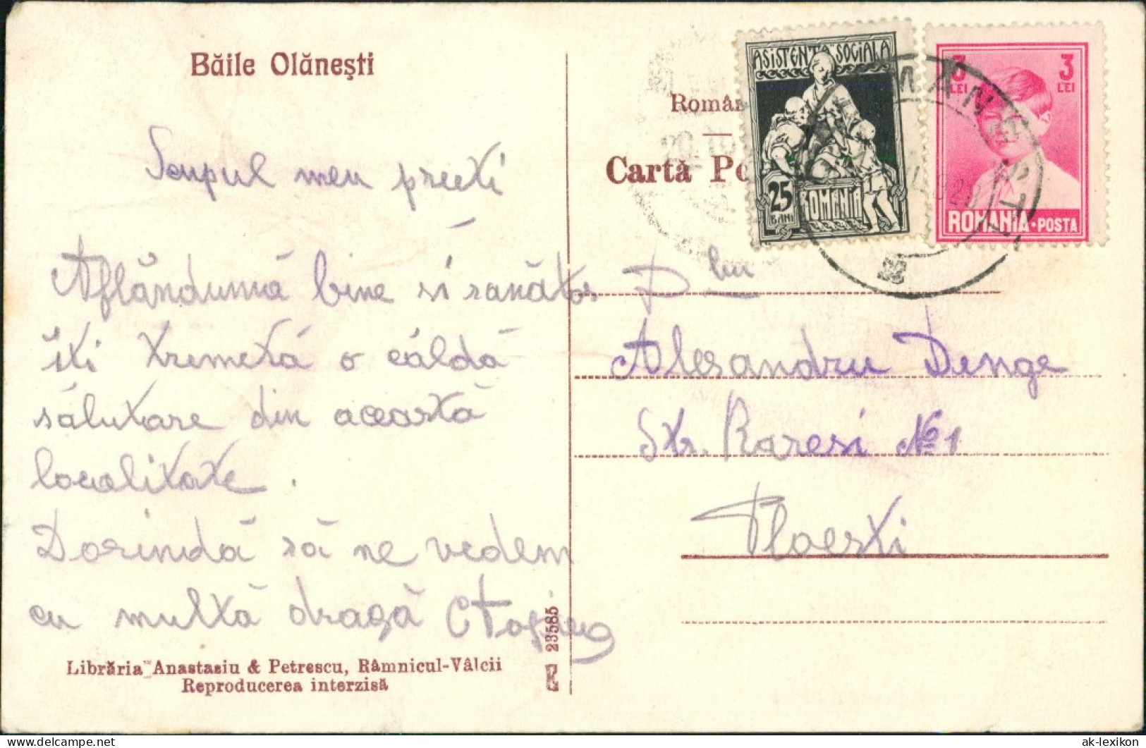 Postcard Băile Olănești 3 Bild: Stadt, Villa Walachei 1926 - Romania