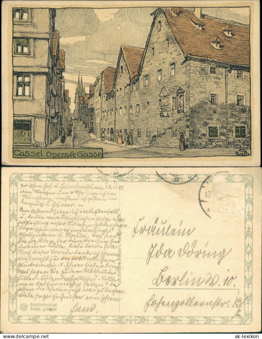 Ansichtskarte Kassel Cassel Obere Gasse - Steindruck 1923 - Kassel