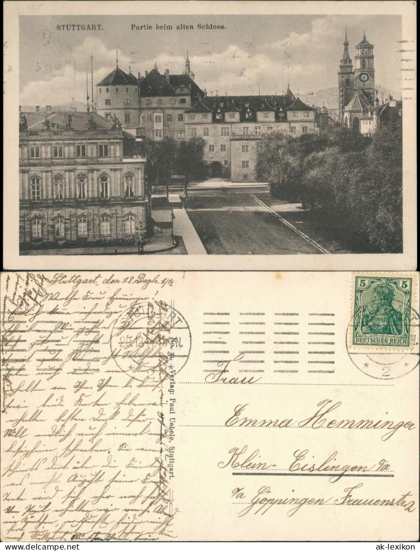 Ansichtskarte Stuttgart Partie Am Alten Schloss 1912 - Stuttgart