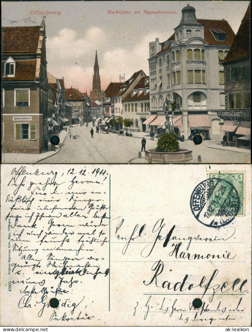 Ansichtskarte Offenburg Marktplatz - Cigarren-Geschäft 1911 - Offenburg