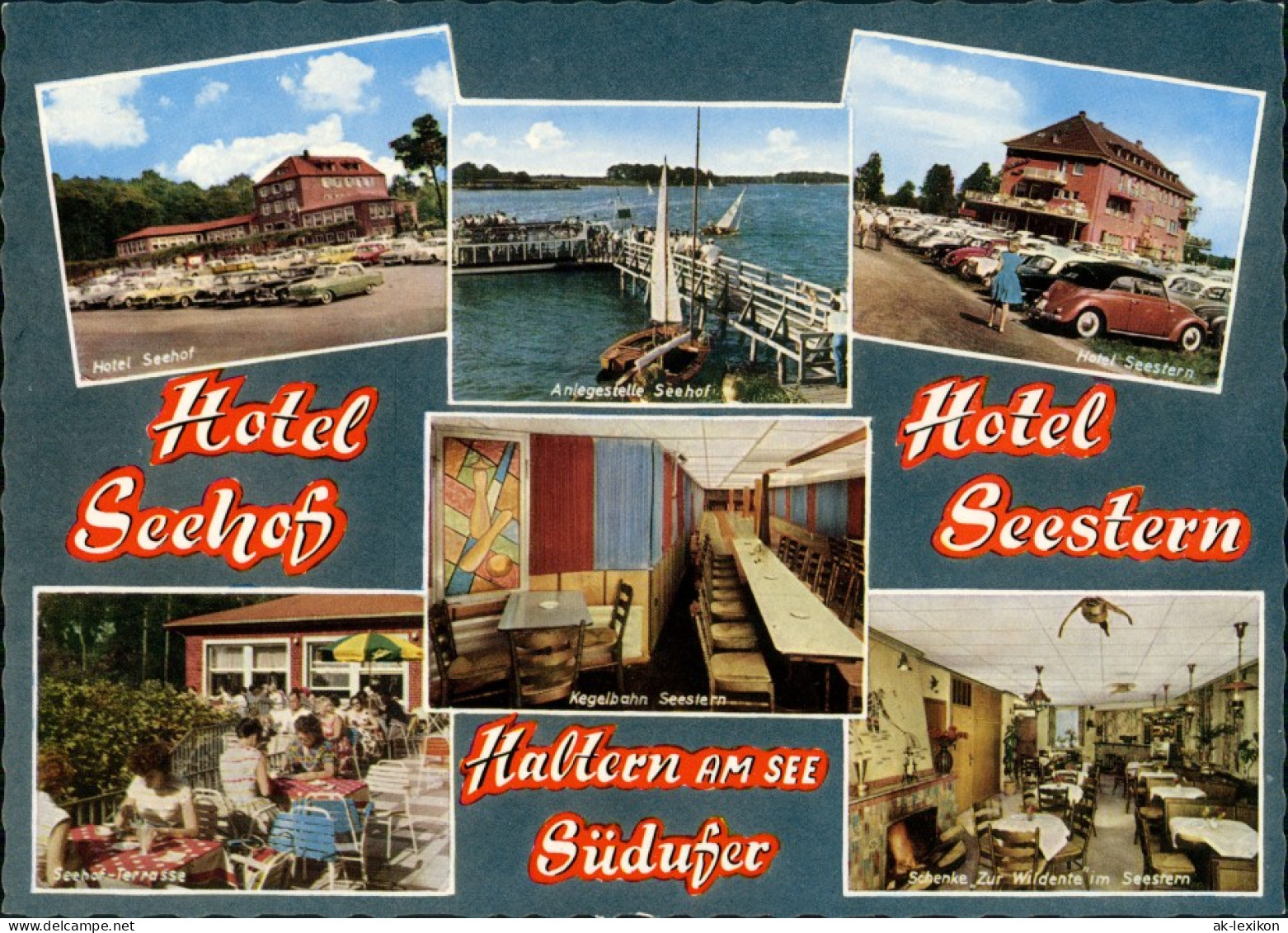 Haltern Am See Hotel Seehof Mehrbild-AK Ua. VW Käfer Cabrio, Anlegestelle 1963 - Haltern
