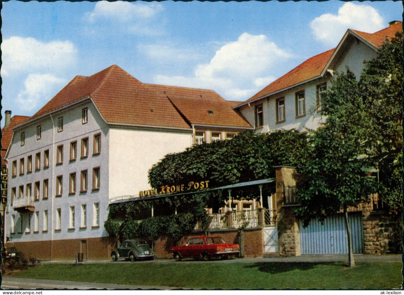 Eberbach Autos VW Käfer Beetle Vor Hotel KRONE-POST Bes. W. Jung 1970 - Eberbach