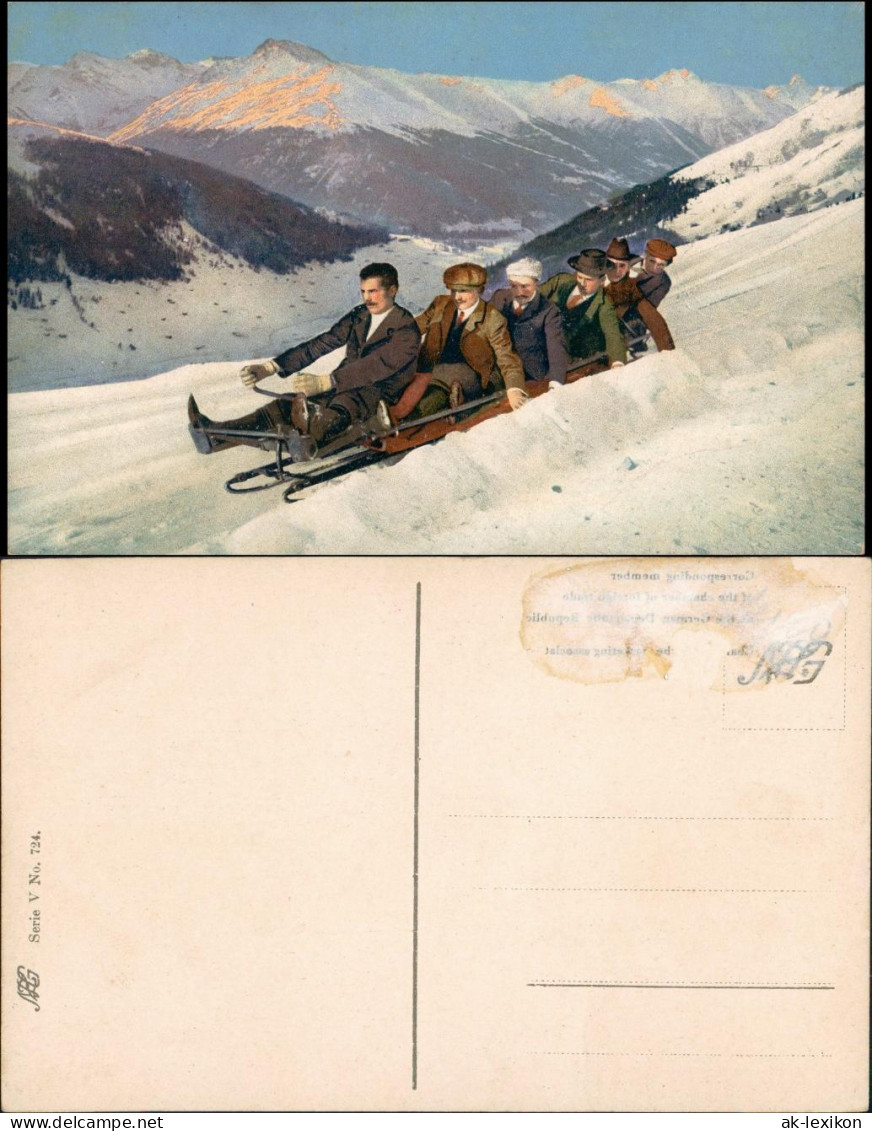 Ansichtskarte  Wintersport: Schlitten/Rodeln Männer Stimmungsbild 1911 - Wintersport