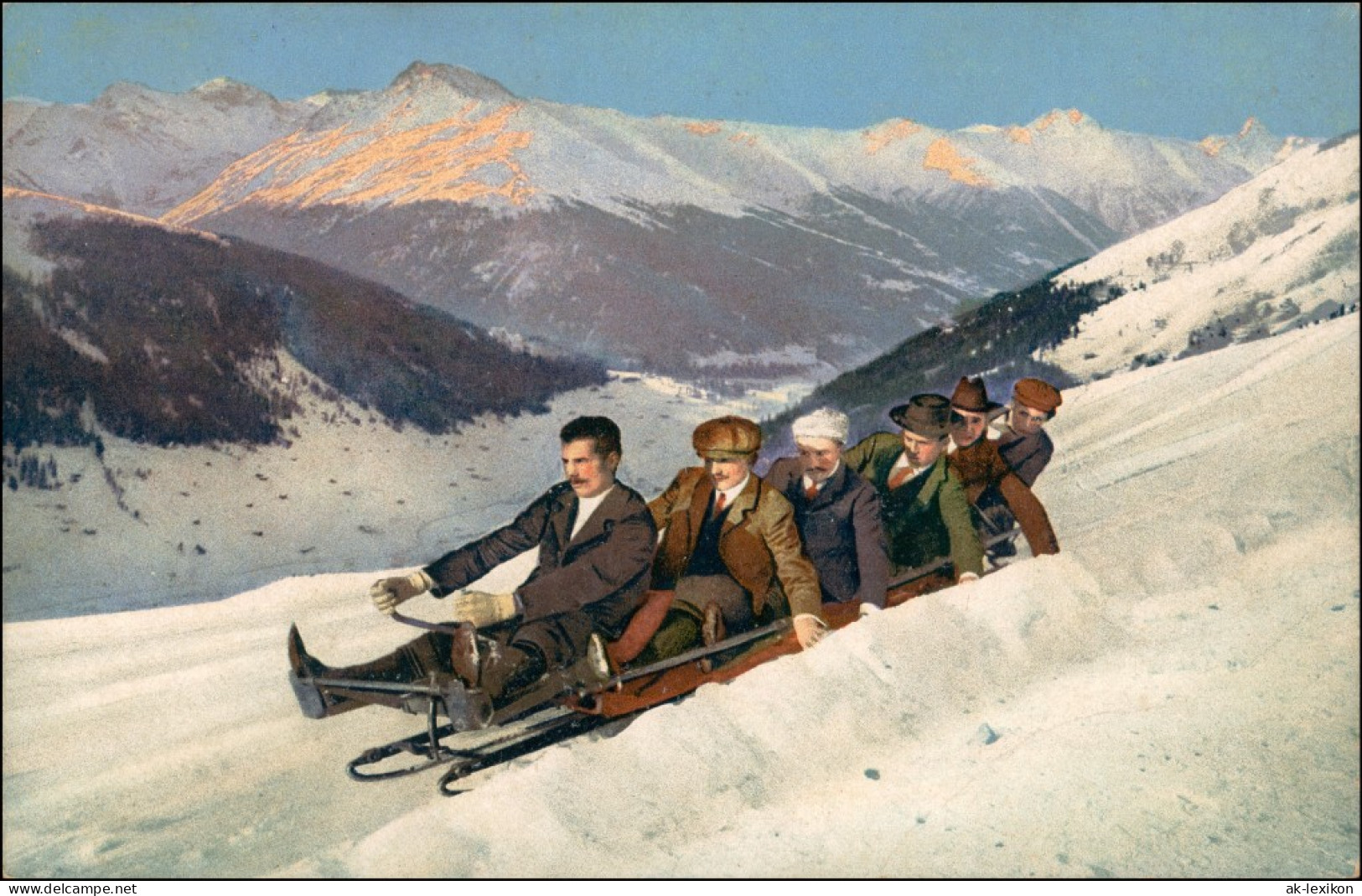 Ansichtskarte  Wintersport: Schlitten/Rodeln Männer Stimmungsbild 1911 - Sports D'hiver