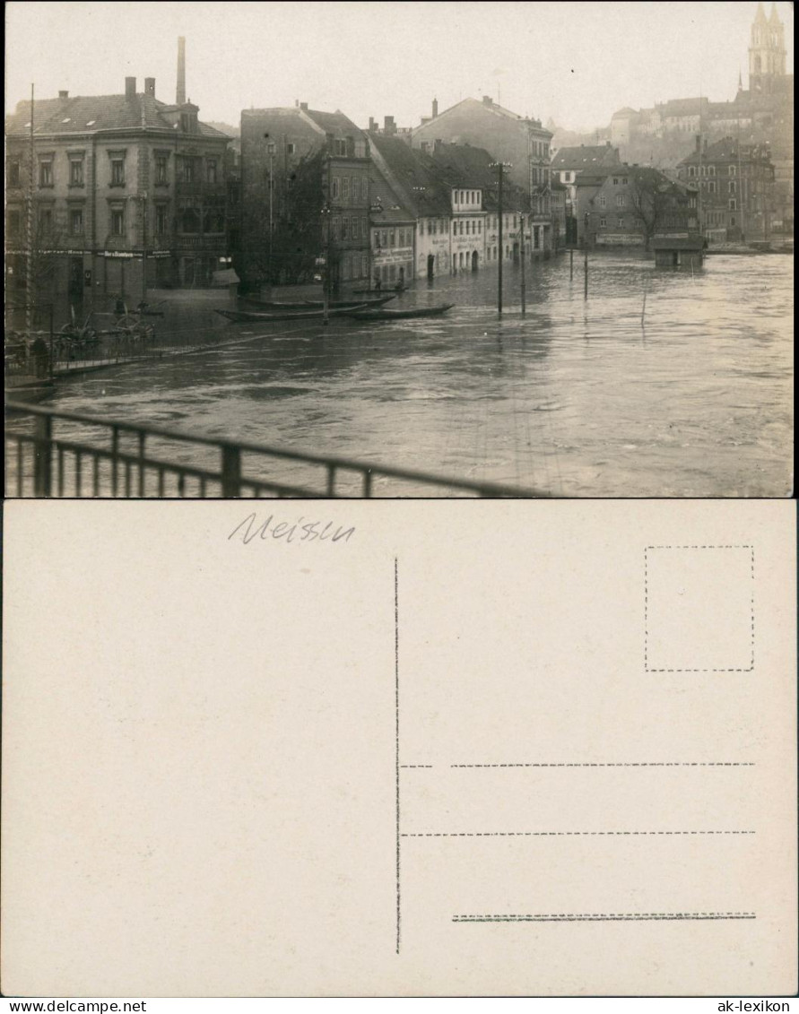 Ansichtskarte Meißen Hochwasser Straße 1920 - Meissen