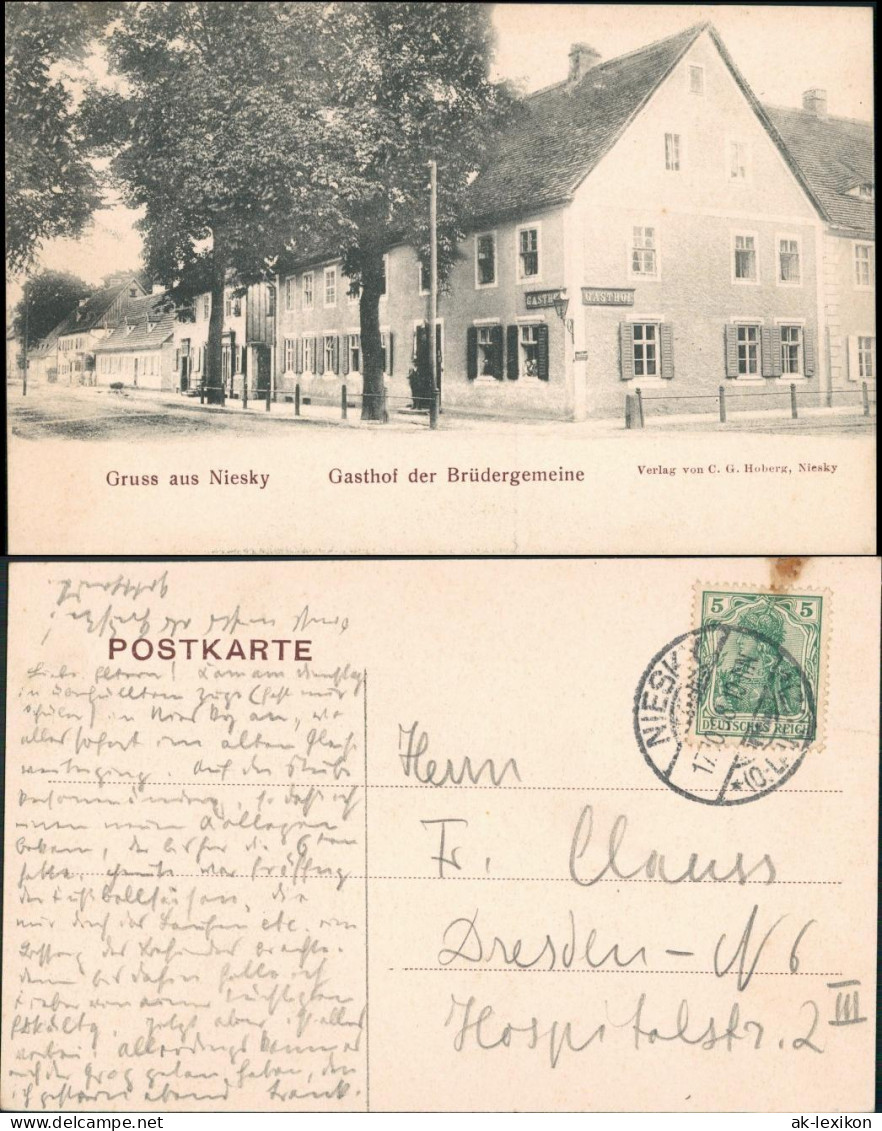 Ansichtskarte Niesky Niska Gasthof Der Brüdergemeinde 1911 - Niesky