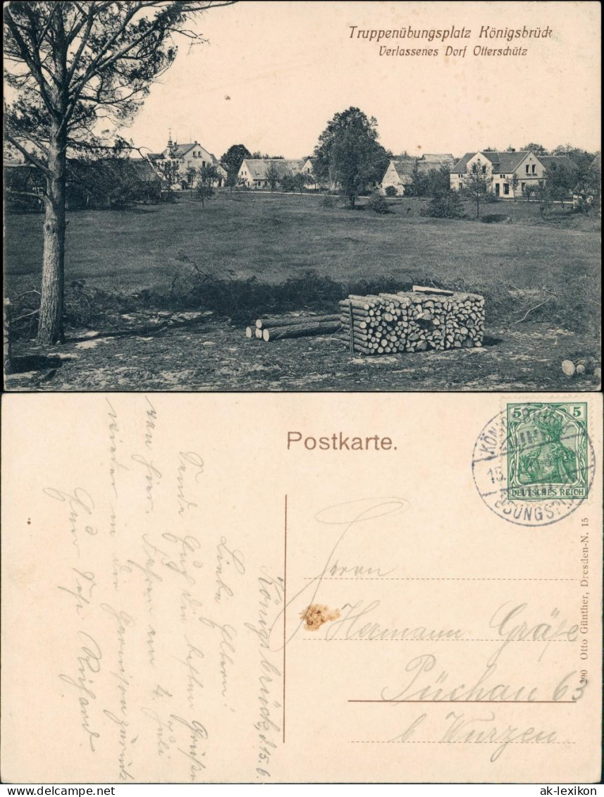 Ansichtskarte Otterschütz-Königsbrück Kinspork Straße Villa 1911 - Koenigsbrueck