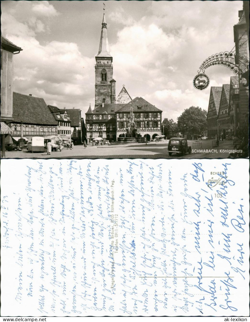 Ansichtskarte Schwabach Königsplatz - Markttreiben 1963 - Schwabach