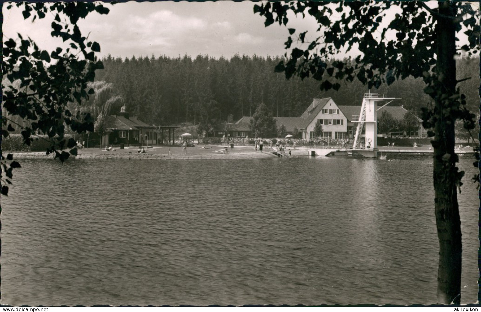 Ansichtskarte Kirchheim-Euskirchen Naturschwimmbad Gaststätte Sprungturm 1956 - Euskirchen