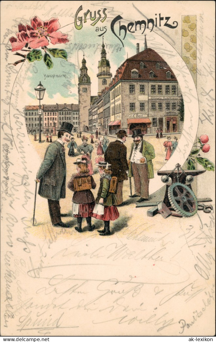 Ansichtskarte Litho AK Chemnitz Hauptmarkt, Chirugie Markttreiben 1901 - Chemnitz