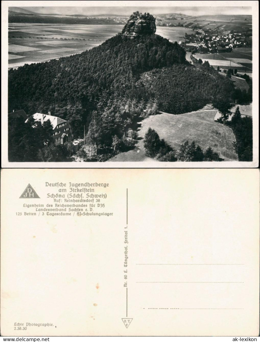 Ansichtskarte Schöna-Reinhardtsdorf-Schöna Luftbild Zirkelstein 1932 - Schöna