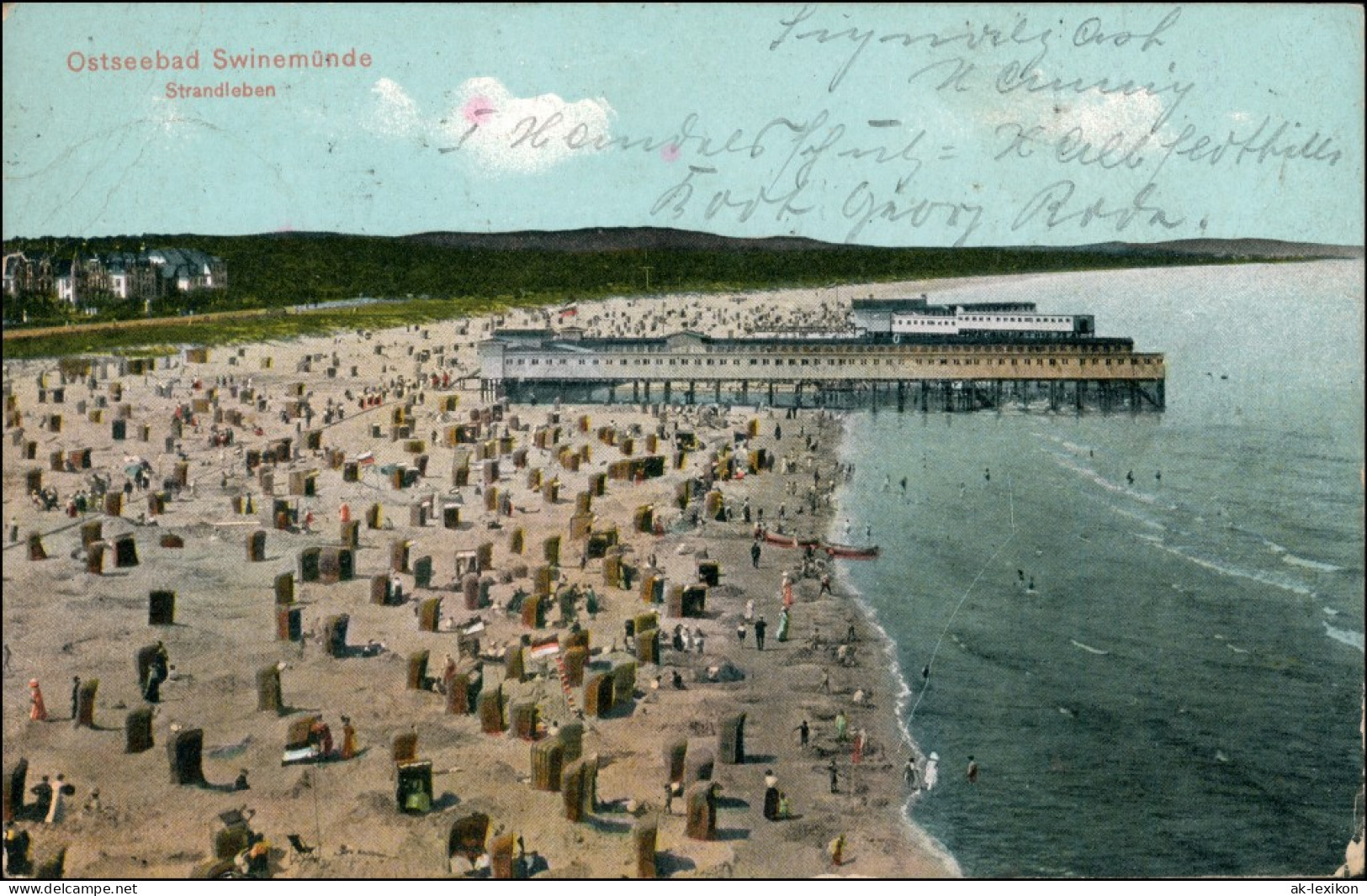 Swinemünde Świnoujście Strand Seebrücke - Kais. Kriegsmarine 1917 - Pommern