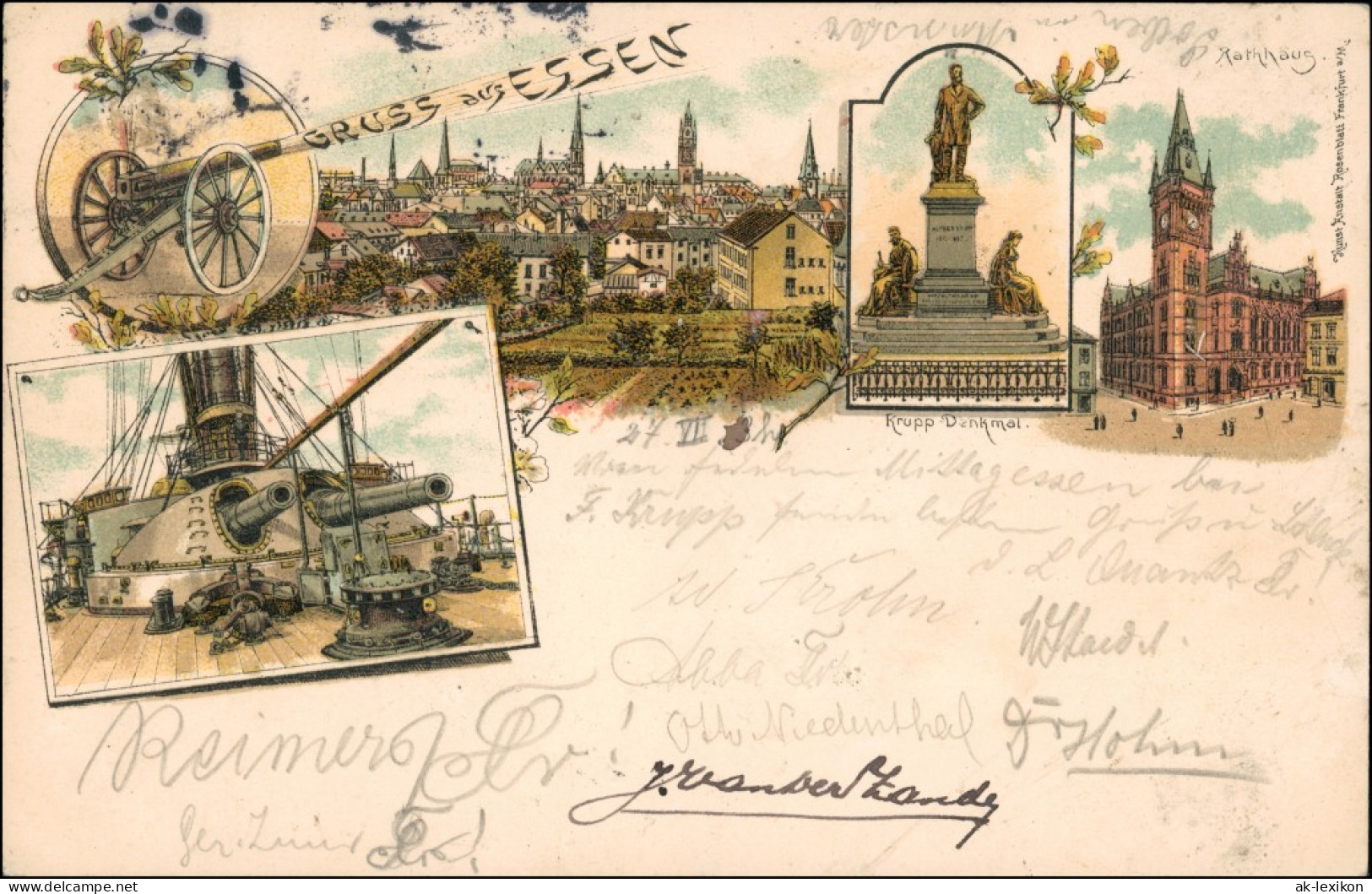 Ansichtskarte Litho AK Essen (Ruhr) Stadt, Geschütze, Kanone, Krupp 1897 - Essen