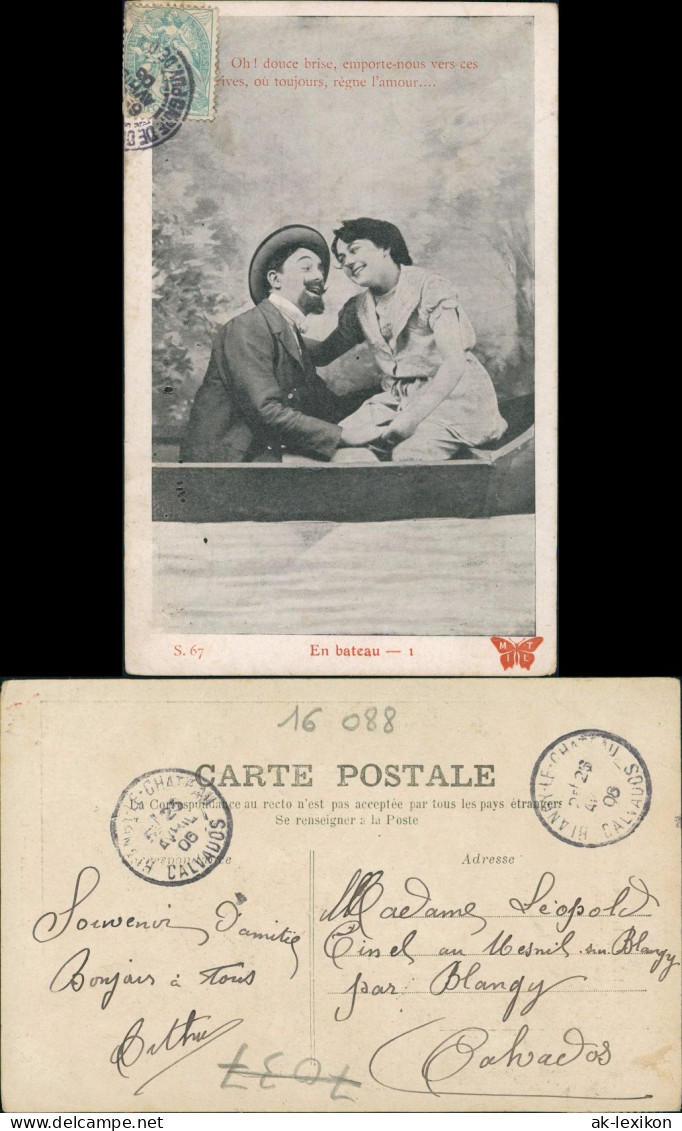Ansichtskarte  Menschen Soziales Leben Liebespaar Fotokunst "En Bateau" 1906 - Couples