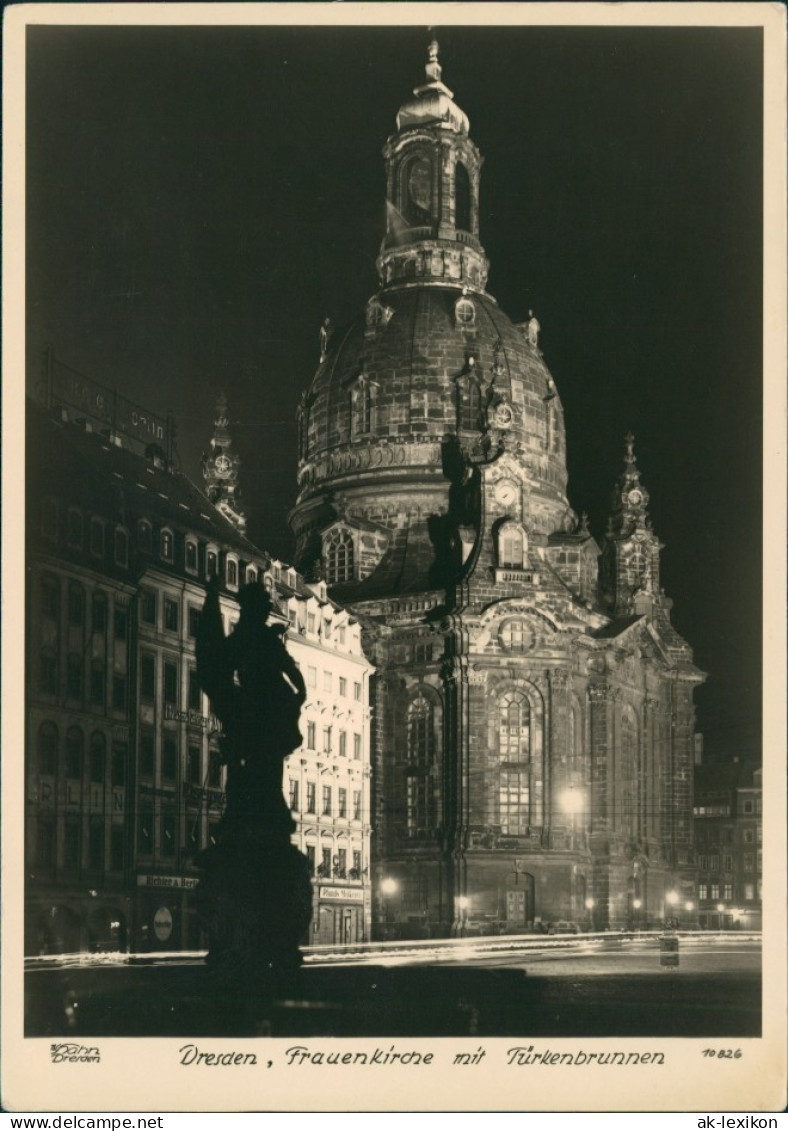 Innere Altstadt-Dresden Frauenkirche Bei Nacht, Foto AK 1956 Walter Hahn:10826 - Dresden