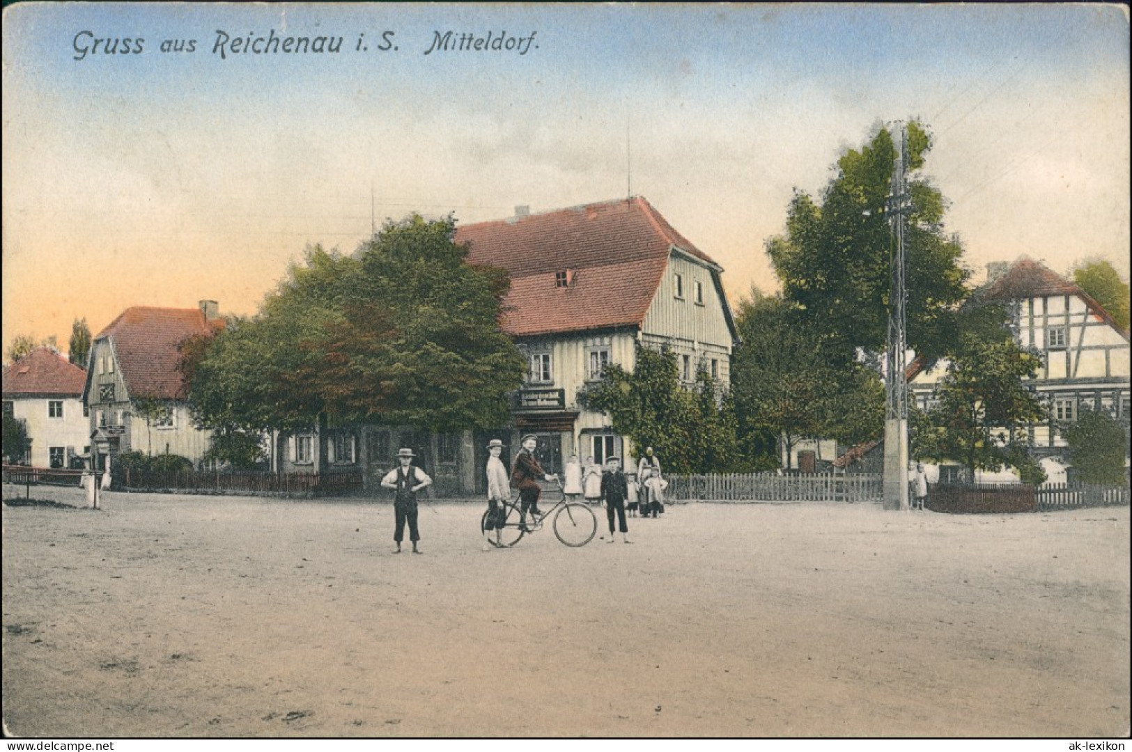 Reichenau In Sachsen Bogatynia Straße Mitteldorf Oberlausitz Zittau 1920 - Schlesien