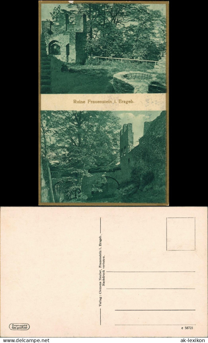 Ansichtskarte Frauenstein (Erzgebirge) Schloß Und Burgruine BROMOGOLD 1922 - Frauenstein (Erzgeb.)
