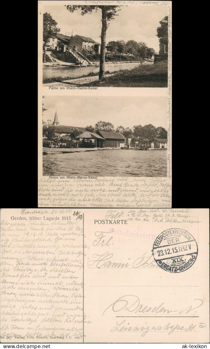 CPA Gerden Lagarde (Moselle) 2 Bild Rhein-Marne Kanal 1915 - Sonstige & Ohne Zuordnung