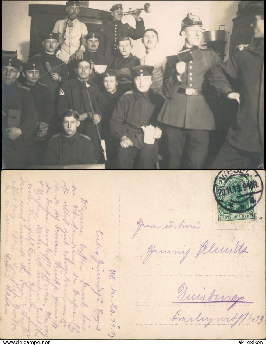 Wesel Musiziernde Soldaten Auf Der Stube Militaria 1913 Privatfoto - Wesel