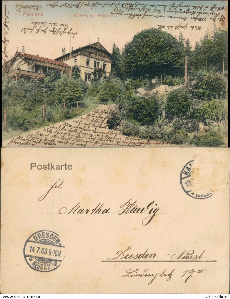 Ansichtskarte Kamenz Kamjenc Hutberg, Anlagen 1903 - Kamenz