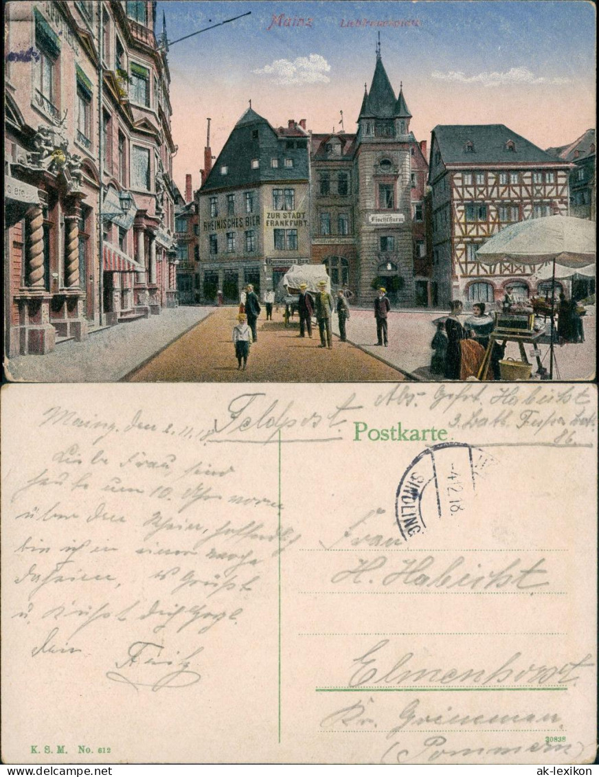 Ansichtskarte Mainz Liebfrauenplatz Gaststätten 1916 - Mainz