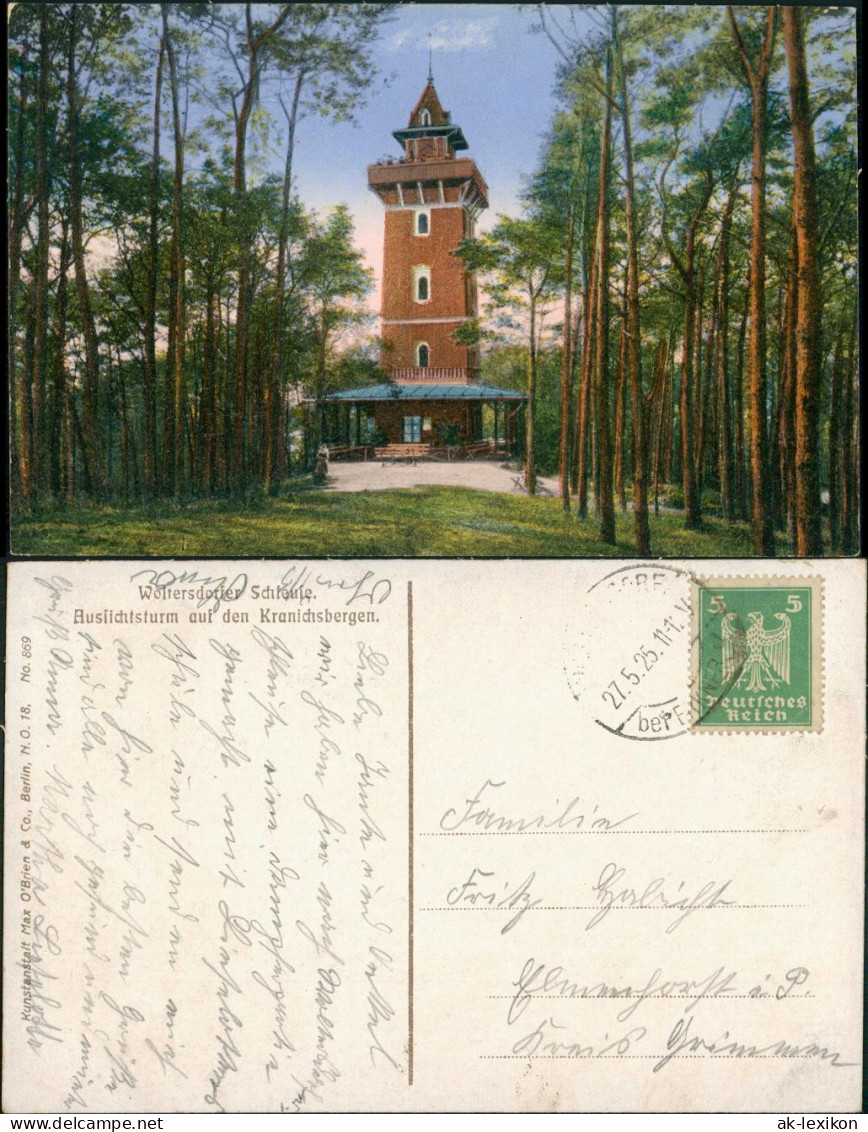 Woltersdorf Aussichtsturm Partie Kranichsbergen, Woltersdorfer Schleuse 1925 - Woltersdorf