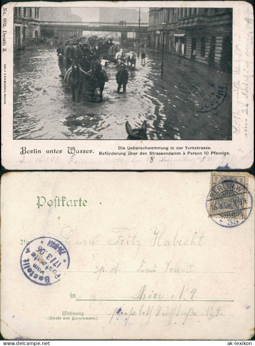 Ansichtskarte Kreuzberg-Berlin Yorckstraße Überschwemmung 1906 - Kreuzberg