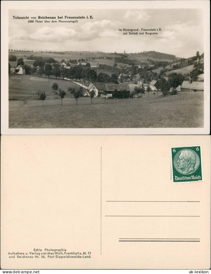 Ansichtskarte Frauenstein (Erzgebirge) Stadtpartie Reichenau 1932 - Frauenstein (Erzgeb.)