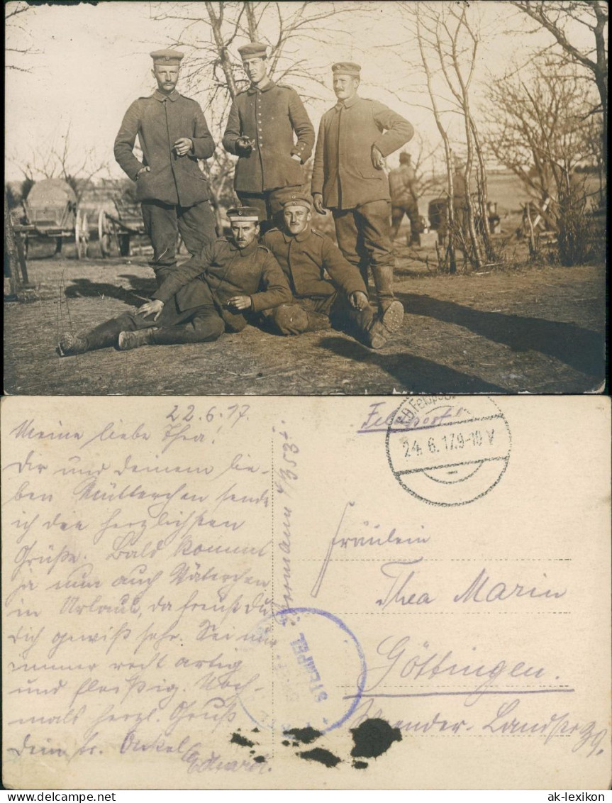 Foto  Militaqria Soldaten Im Felde Gel. Feldpost 1917 Privatfoto - Oorlog 1914-18