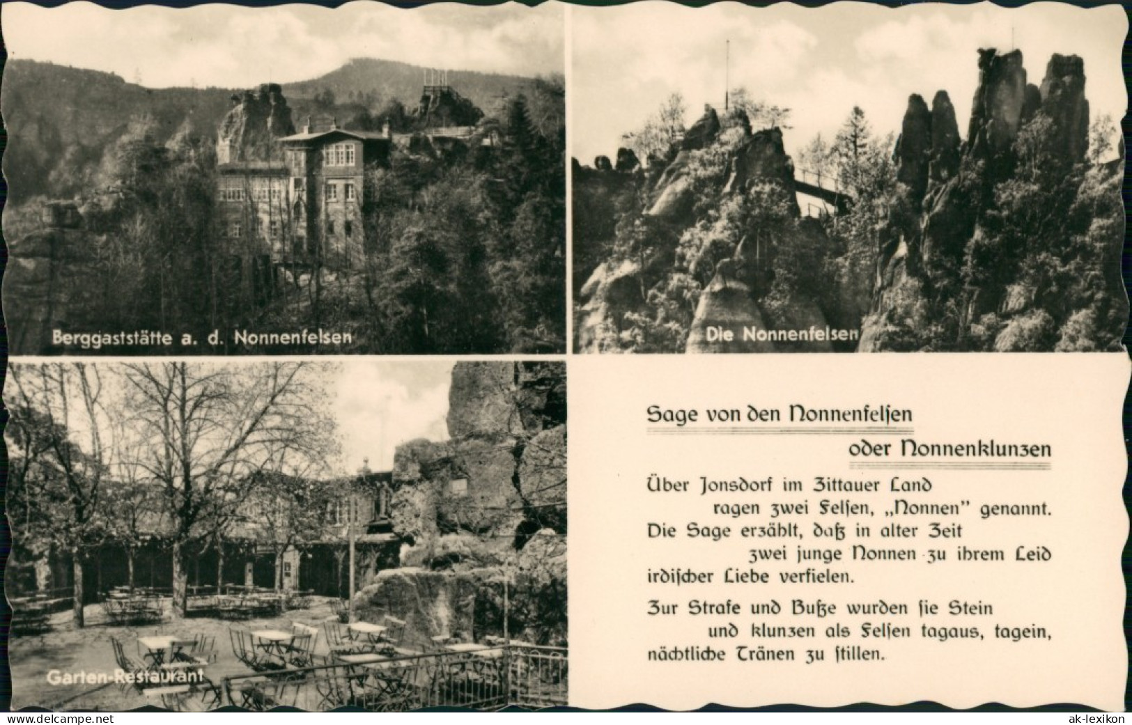Ansichtskarte Jonsdorf 3 Bild Nonnenfelsen, Berggaststätte 1956 - Jonsdorf