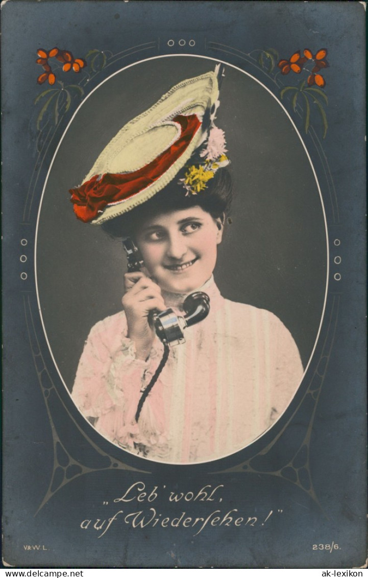 Ansichtskarte  Jugenstil Ornament Frau Beim Telefonieren Fotokunst 1906 - Bekende Personen