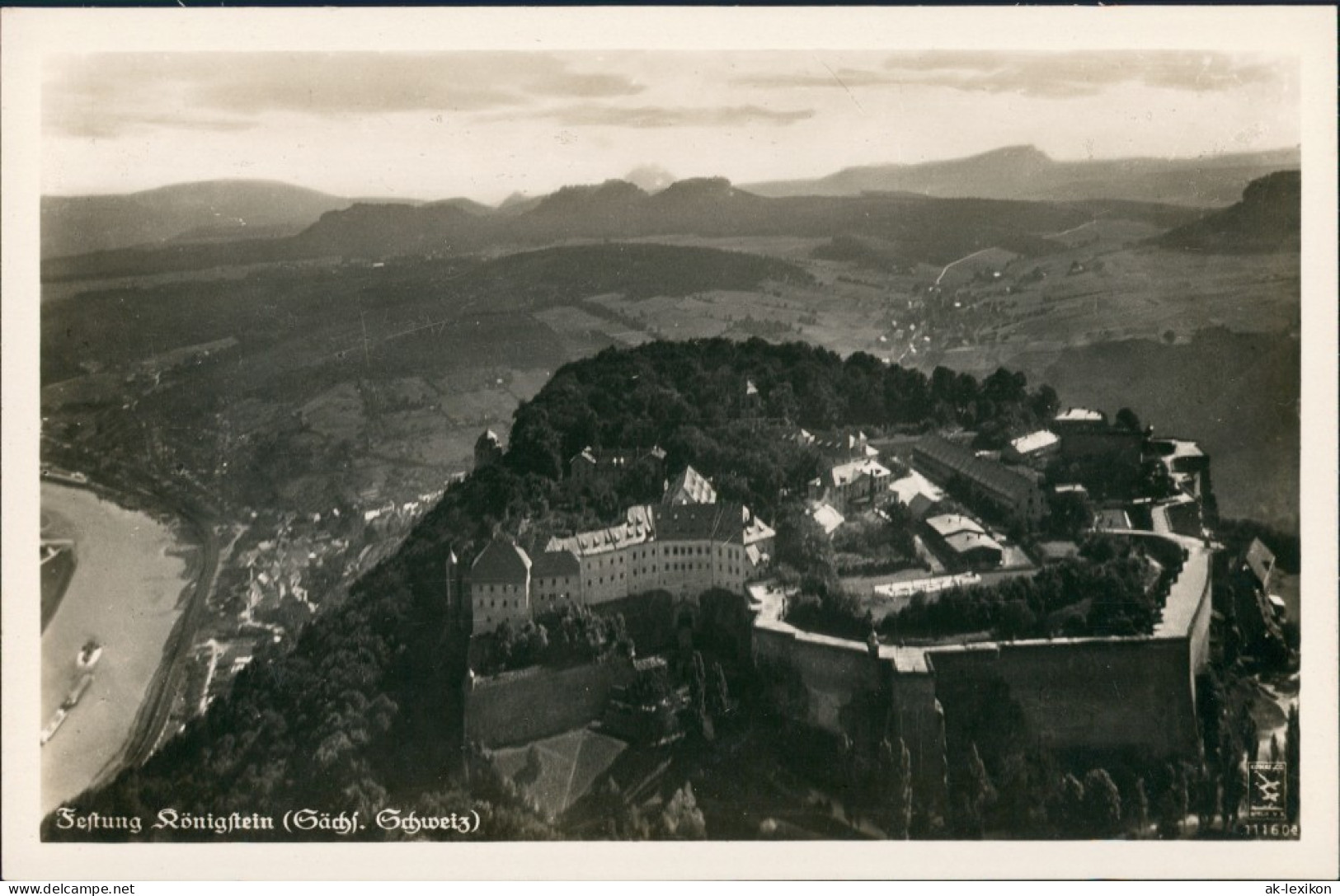Ansichtskarte Königstein (Sächsische Schweiz) Luftbild Stadt Festung 1938 - Koenigstein (Saechs. Schw.)