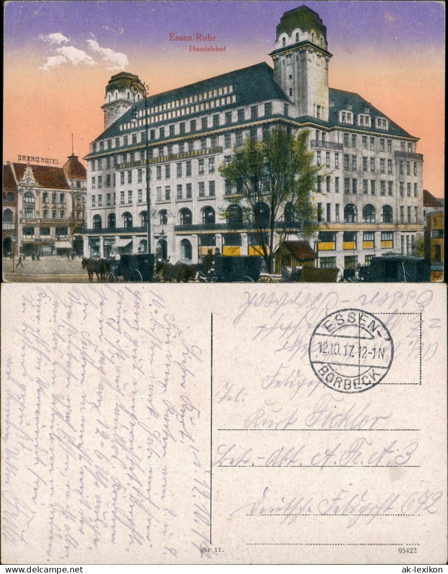 Ansichtskarte Essen (Ruhr) Hotel Handelshof Gel. Felpost Borbeck 1917 - Essen