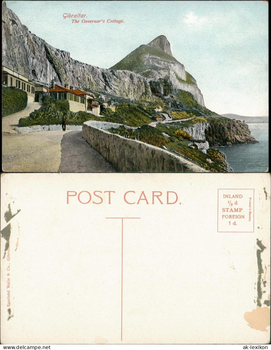 Postcard Gibraltar The Governor's Cottage, Straßen Partie 1910 - Gibilterra