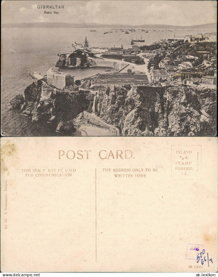Postcard Gibraltar Panorama Vogelschau-Perspektive Der Rosia Bay 1910 - Gibraltar