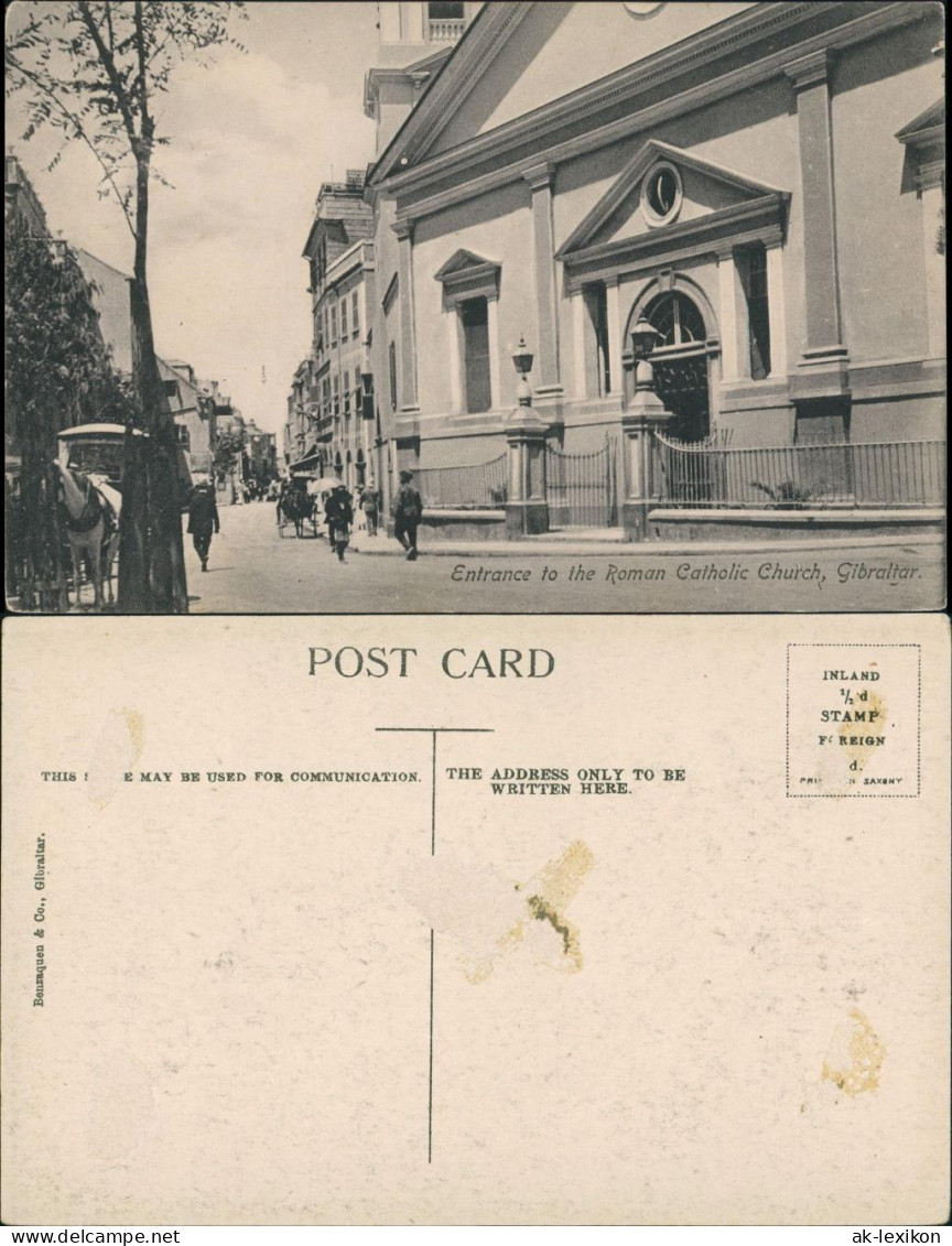 Postcard Gibraltar Entrance To The Roman Catholic Church, Gibraltar 1911 - Gibilterra