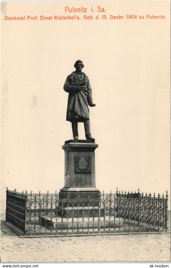 Pulsnitz Połčnica Denkmal Prof. Ernst Rietschel's. Geb. D. 15. Dezbr. 1804 1913 - Pulsnitz