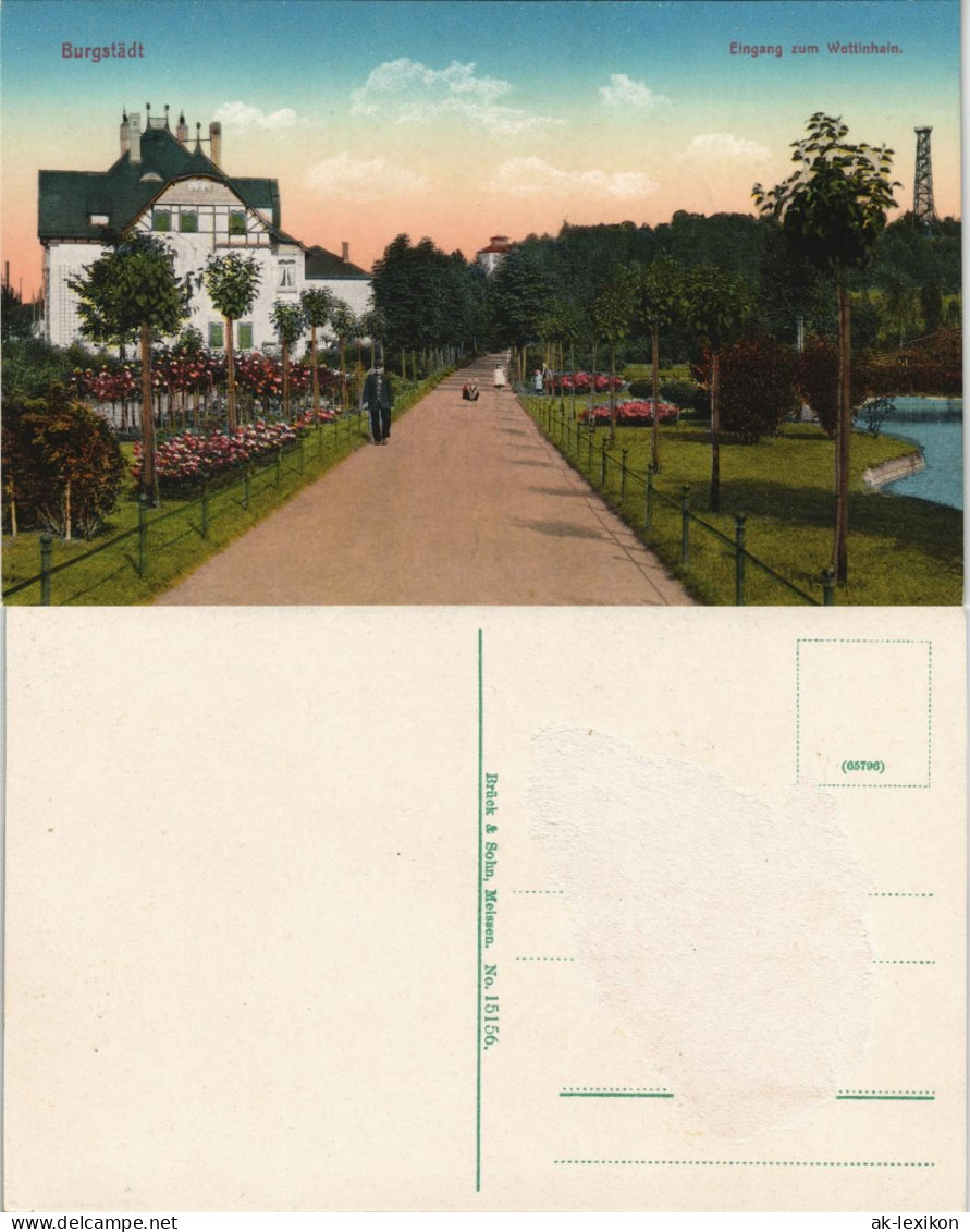 Ansichtskarte Burgstädt Straße - Eingang Zum Wettinhain 1913 - Burgstädt