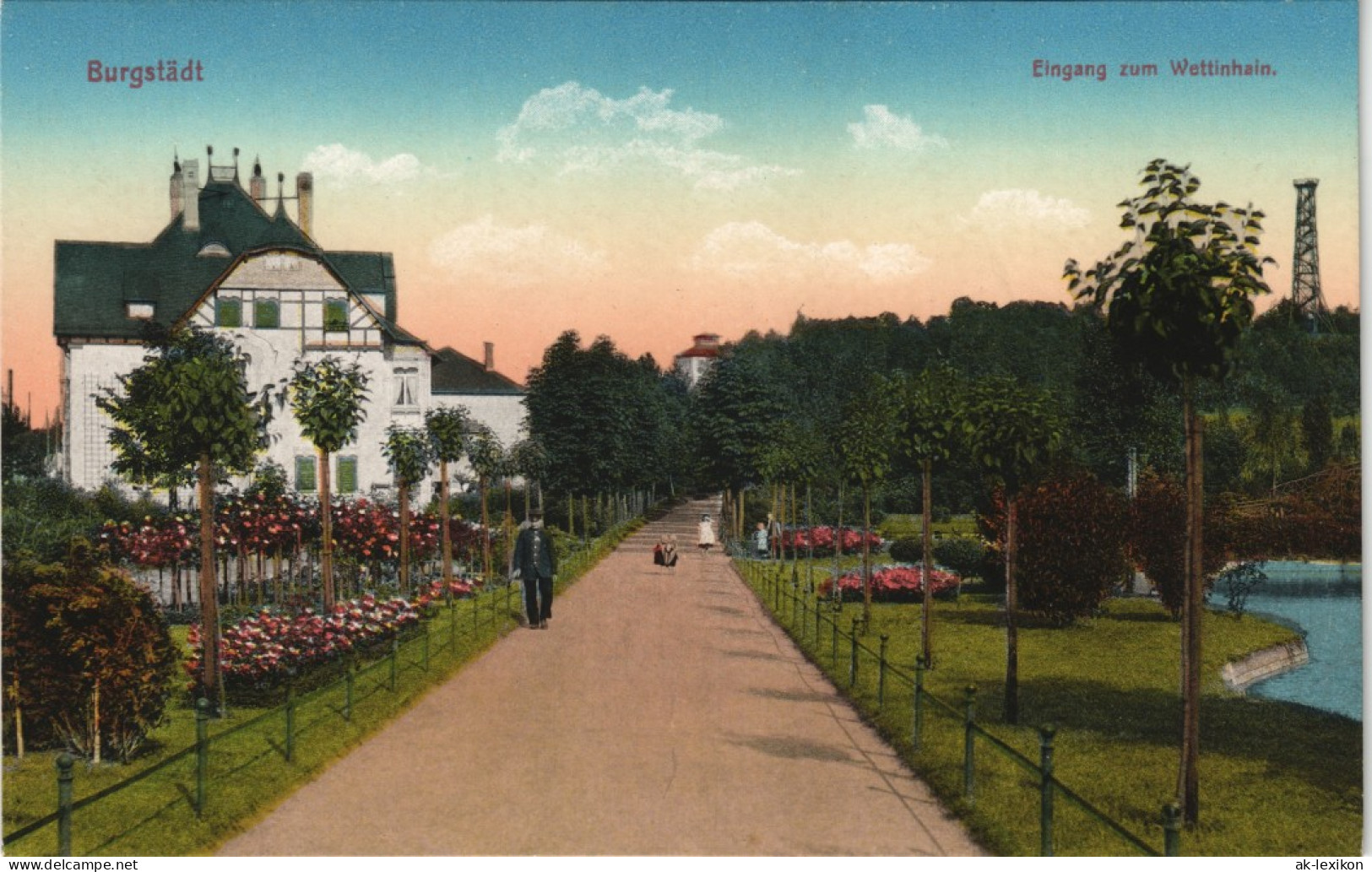 Ansichtskarte Burgstädt Straße - Eingang Zum Wettinhain 1913 - Burgstaedt