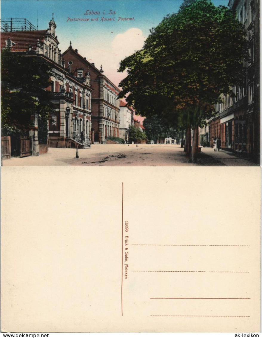 Ansichtskarte Löbau Poststraße, Postamt 1913 - Löbau