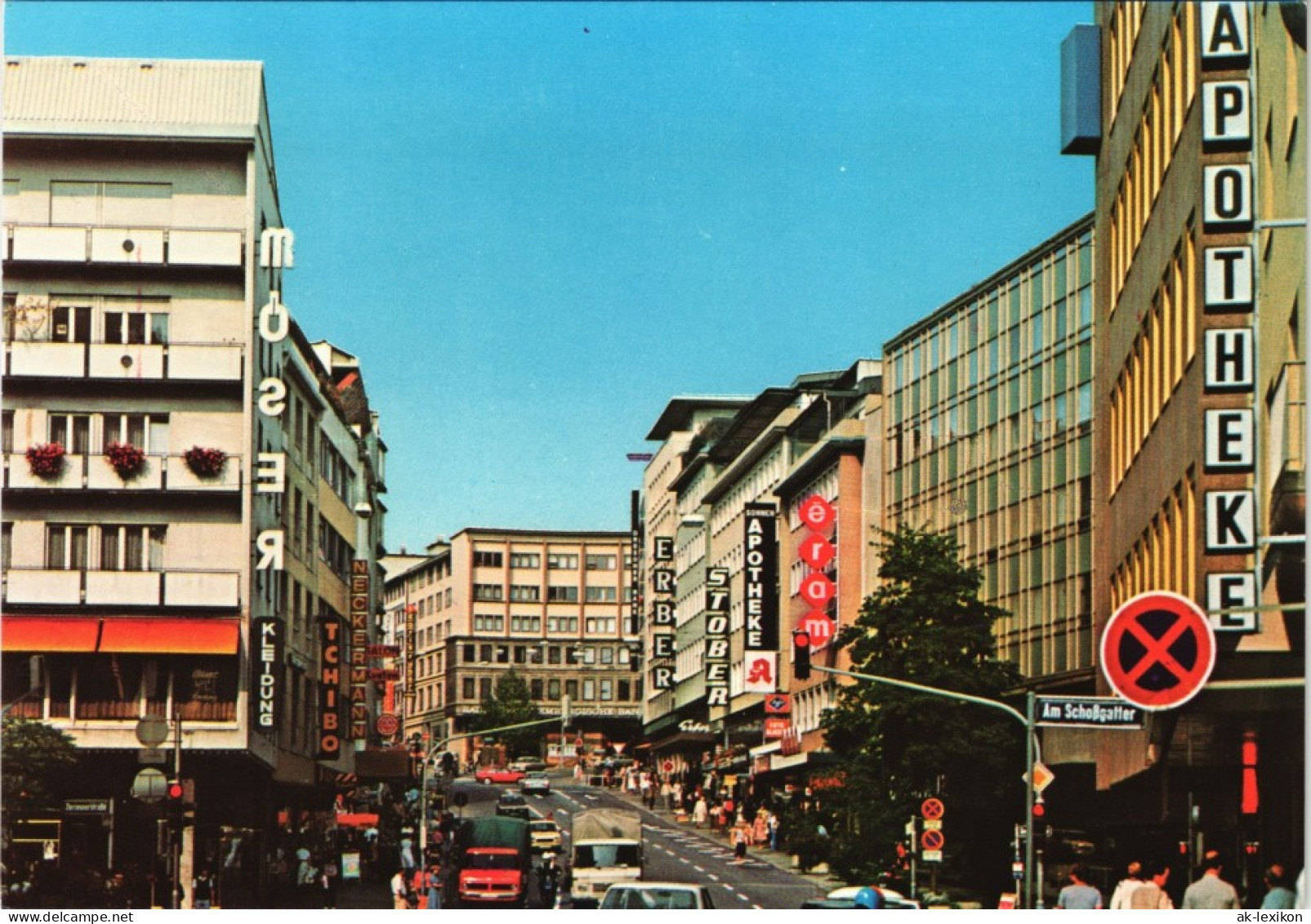 Pforzheim Leopoldstrasse Belebt, Div. Geschäfte, Auto Verkehr 1975 - Pforzheim
