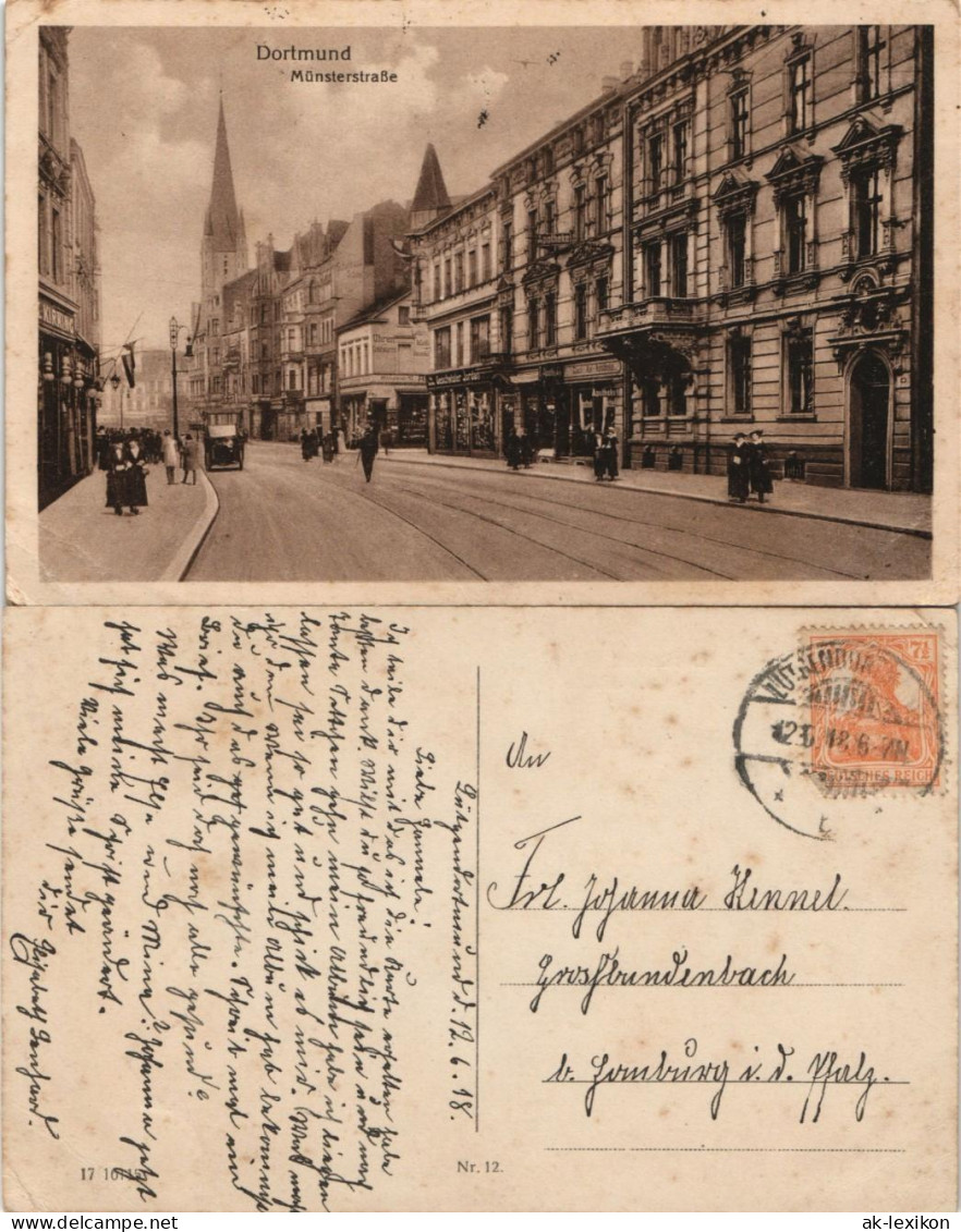 Ansichtskarte Dortmund Münsterstraße, Geschäfte 1918 - Dortmund