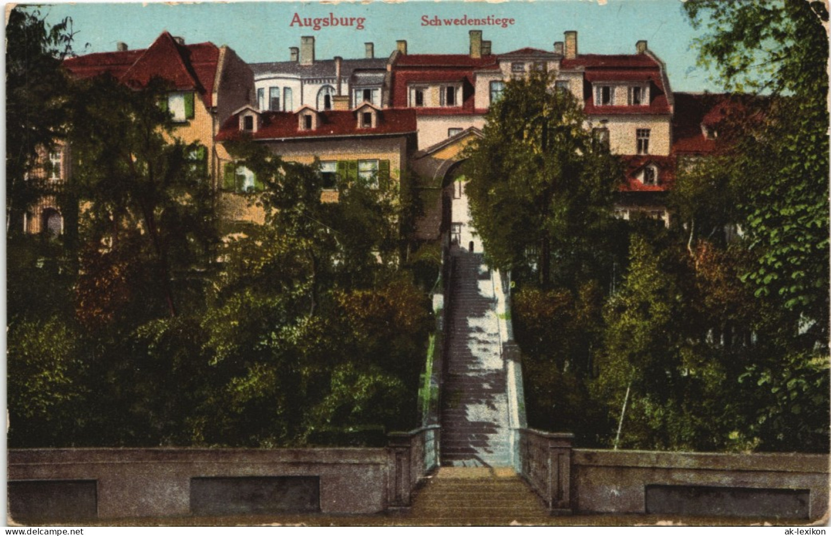 Ansichtskarte Augsburg Schwedenstiege 1921 - Augsburg