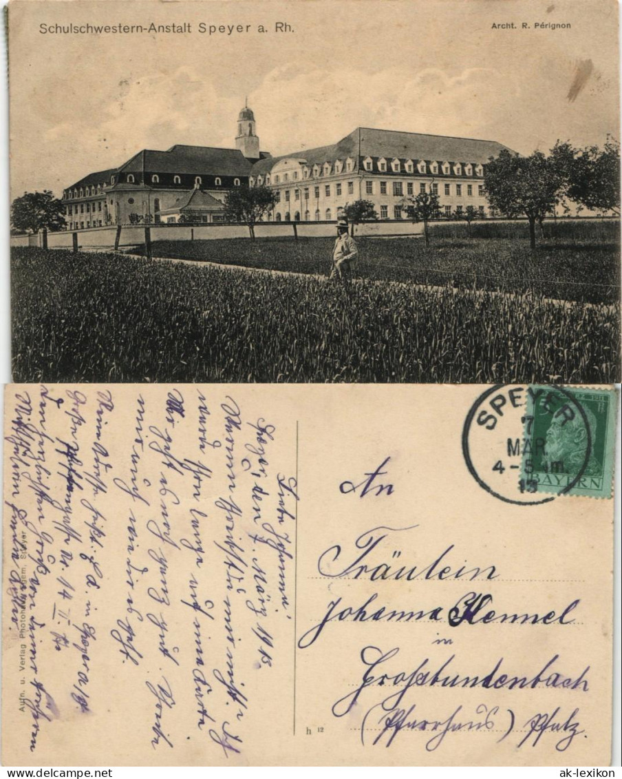 Ansichtskarte Speyer Schulschwestern-Anstalt 1913 - Speyer