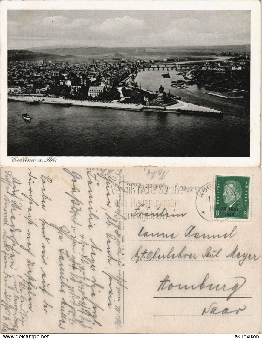 Ansichtskarte Koblenz Deutsches Eck 1930 - Koblenz